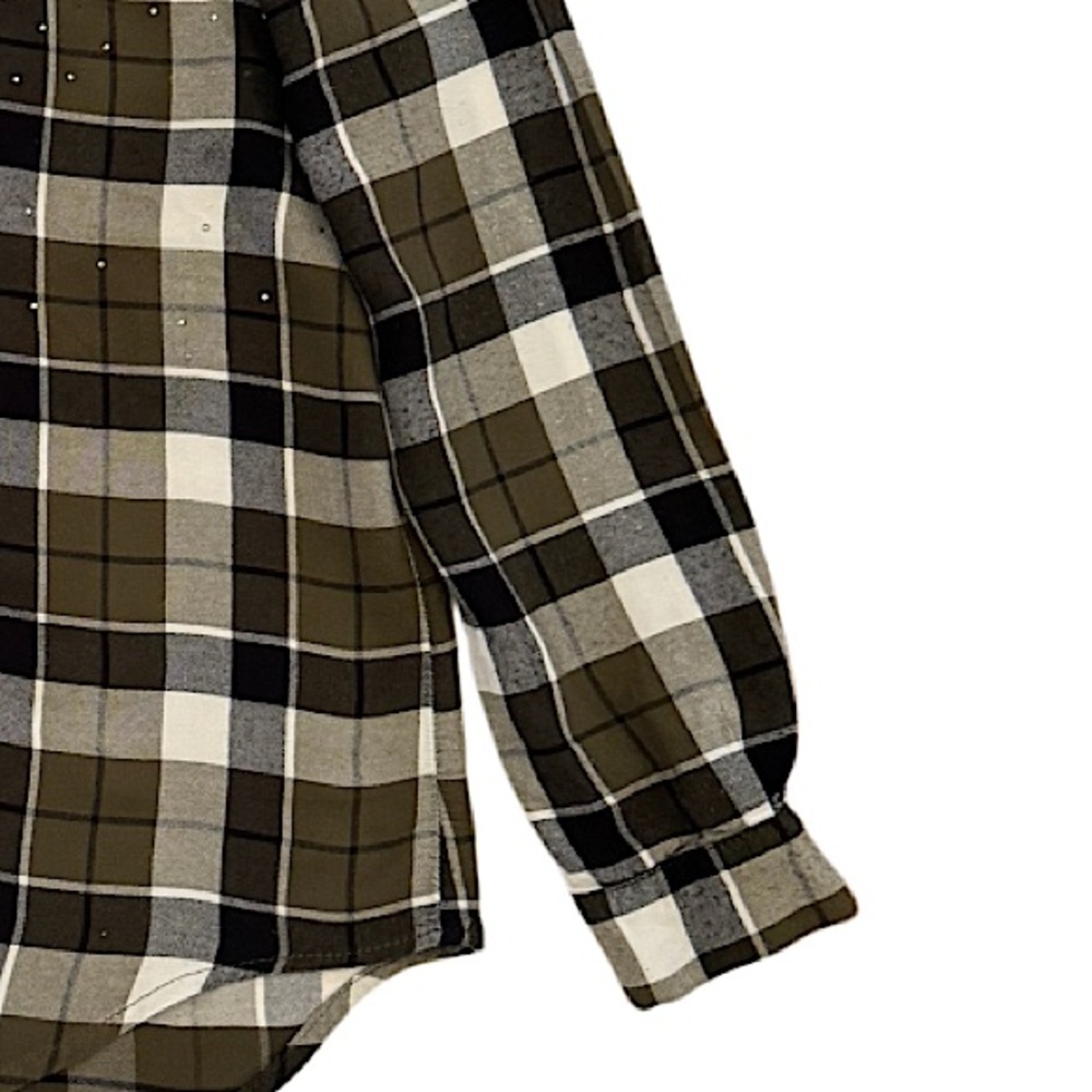 Zara Basic Plaid Button-Down Rhinestone Embellish… - image 6